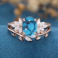 2PCS Oval Turquoise Cluster Engagement Ring Bridal Sets White Gold Bridal Set, Unique Bands, Moissanite Engagement Ring Solitaire, Engagement Rings Bridal Sets, Cluster Engagement Ring, Diamond Carat, Ring Metal, Gold Wedding Rings, Marquise Cut