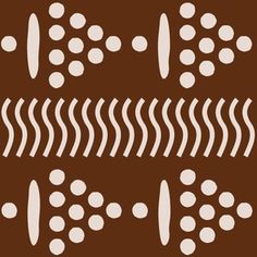 a brown and white pattern with dots on the bottom, lines in the middle, and wavy shapes at the top