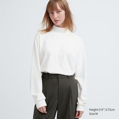 Plush Soft And Cozy Without Being Too Thick. Easy, Relaxed Fit. Size Unisex Xs, So A Women’s S/Small. Cross Listed! Uniqlo Tops, Uniqlo Women, Soft Clothes, Mock Neck Top, Smart Casual, Shirts & Tops, Uniqlo, Neck Designs, Mock Neck