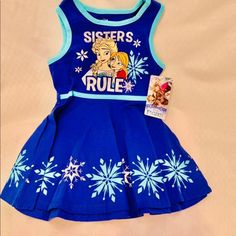 Disney Sister Rules Anna And Elsa Blue Knit Dress From Frozen. Playful Blue Dress For Winter, Winter Playful Blue Dress, Playful Blue Winter Dress, Elsa Sister, Disney Frozen Anna, Blue Knit Dress, Anna And Elsa, Frozen Anna, Anna Frozen