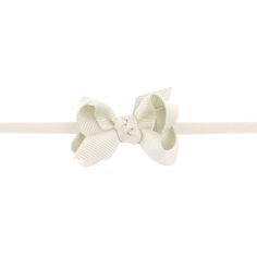 Beyond Creations Baby Grosgrain Bow Headband - Antique White White Ribbon Bow For Spring, Adjustable White Bow Tie With Decorative Bow, White Bow With Matching Headband, Adjustable Bow With Matching Headband For Spring, White Headband With Bow Tie, White Bow Tie Headband, Classic White Bow With Ribbon, Adjustable Cream Hair Accessories With Bow, Spring Satin Bow Headband