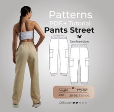 "Discover the perfect blend of comfort and style with our Jogger for Woman Pants PDF Sewing Patterns. Designed for the modern woman, these cargo-style joggers feature versatile side pockets with optional buttoned flaps and additional upper side seam pockets for convenience. The unique design allows for two wearing styles: as straight pants or as joggers by tightening the ankle elastic. These moderately wide and voluminous pants sit slightly above the waistline, ensuring comfort and freedom in ev Woman Pants, Hoodie Pattern, Handmade Wardrobe, Cargo Style, Tshirt Pattern, Joggers Womens, Fleece Pants, Complete Outfits, Komplette Outfits