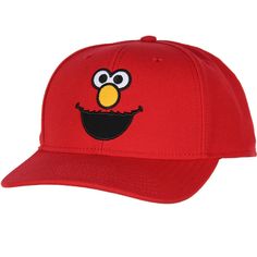 a red hat with an angry bird embroidered on it