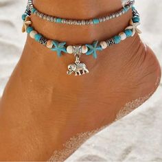 Boho Elephant Charm Beaded Anklet Turquoise, White, & Silver Charm Beaded Anklet Beaded Anklets Boho, Boho Elephant, Beaded Anklet, Anklets Boho, Elephant Charm, Beaded Anklets, White Silver, Jewelry Ideas, Silver Charms