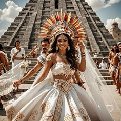 Aztec Quinceanera, Aztec Wedding Dress, Mayan Fashion, Mexican Outfit Ideas, Mexican Theme Party Outfit, Mexican Traditional Clothing, Outfit Mexicano, Mexican Theme Party Decorations, Traditional Mexican Dress