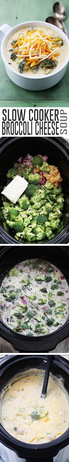 the process of making broccoli cheese casserole is shown in three different stages