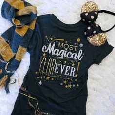 Disney New Years Eve, Disney Birthday Shirts, Disney And Harry Potter, New Years Birthday, Disney New Year, Disney Anniversary, Disney Birthday Shirt, Magic Theme, Matching Disney Shirts