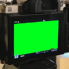 a camera with a green screen on it