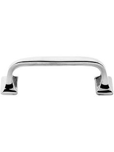 a chrome handle on a white background