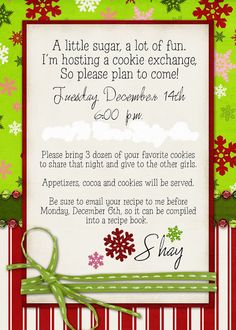 a holiday cookie exchange party is going on