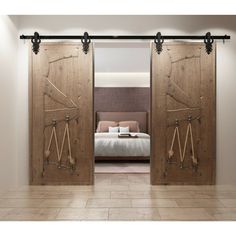 Imperial-Double-Barn-Door-Hardware-Front-View-Bedroom Imperial Design, Bypass Barn Door Hardware, Bypass Barn Door, Double Barn Doors, Sliding Barn Door Hardware, Door Kits, Double Door, Sliding Barn Door, Barn Door Hardware