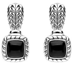 Add subtle sophistication to your look with this pair of beautiful sterling silver doorknocker earrings, each with a sleek black onyx cabochon. From Tiffany Kay. Black Cabochon Earrings For Evening, Evening Black Cabochon Earrings, Elegant Black Cabochon Earrings, Black Onyx, Apple Watch, Onyx, Sleek, Sterling Silver, Silver