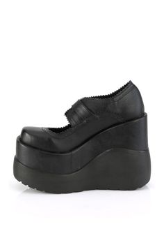 5" Tiered Platform Maryjane - Fit Guide: Women's US Size Shown - Heel: 5" Tiered Platform - Brand: Demonia - Country of Origin: Imported Demonia Mary Janes, Japan Woman, Platform Mary Janes, Scallop Edge, Body Harness, Black Vegan, Leather Mary Janes, Womens Size Chart, Grab Bags