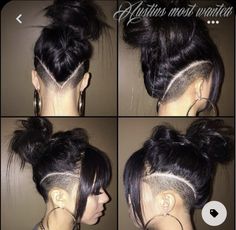 Shaved Long Hairstyles, V Shape Undercut Women, Fade Mohawk For Women, Masc Hair Styles For Women, Undercut V Shape, Double Side Shave Long Hair, Women’s Under Cut Hair, Small Undercut, Female Undercut Long Hair