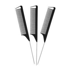 Whether you are a braider, a wigmaker, a mom doing her kid's hair, etc., this precision comb is the perfect tool for straight, clean parts! These combs are made with carbon fiber, and have stainless steel ends. They are anti-static and heat resistant.  You can choose to purchase 1, 3, 5, 10, 15, or 20 at a time. Each comb comes in its own cellophane bag. Parting Comb, Bday List, School Hairstyles, Slicked Back Hair, Makeup Clothes, Styling Brush, Accessories Packing, Dorm Essentials