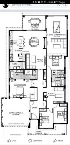 the floor plan for an apartment with three bedroom and two bathrooms in each room, along with