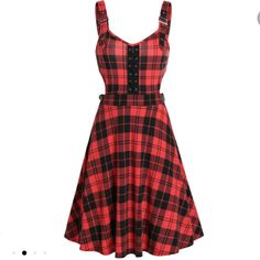 Never Worn, Washed Once. Size L, But Fits Like An Xl Due To Fabric Stretch. Manufacturers Sizing Fit Us Size:8 Bust:35.04 Waist:30.71 Length:26.77.(In Inch) Red Fitted Plaid Summer Dress, Red Plaid Mini Dress For Spring, Red Sleeveless Plaid Dress For Summer, Sleeveless Red Plaid Dress For Summer, Sleeveless Plaid Dress For Party, Red Sleeveless Plaid Dress For Spring, Red Fitted Plaid Casual Dress, Casual Fitted Red Plaid Dress, Casual Red Fitted Plaid Dress