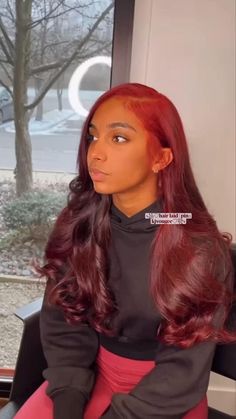 Red Hair Sew In, My Love For Her, Long Hairstyle Ideas, Girl Hair Colors, Red Hair Inspo, For My Love, Long Hairstyle, Love For Her, Dyed Natural Hair