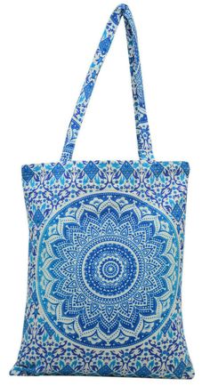 Blue Mandala Reusable Shopping Bag Cotton Handmade Casual Shoulder Strap Bags These Mandala bags are in enough demand in the market because of its brilliant looks & multipurpose use. Mandala bags give a combined appearance of both classic and trendy look. These colorful mandala bags can be used as shoulder bag, shopping bag, swimming bag, walking bag, trips bag, sport practices bag, travel bag, camping bag, gym bag, yoga bag, casual bag, unisex bag & multipurpose bag & many more.... These bags a Blue Bohemian Gift Bag, Eco-friendly Blue Shoulder Bag For Market, Blue Canvas Bag With Large Capacity As Gift, Blue Large Capacity Canvas Bag As Gift, Blue Large Capacity Canvas Bag Gift, Bohemian Canvas Bag For Travel, Blue Large Capacity Canvas Bag For Gift, Blue Tote Shoulder Bag For Market, Bohemian Blue Canvas Bag For Everyday Use