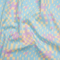 a blue, yellow and pink checkered fabric