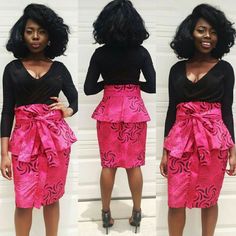 Veroex African Ankara Print Handmade Peplum Fitted Knee Length Pencil Skirt Pink And Black Print. Made With Polyotton Fabric Model Is Wearing Size 6. 5.5 Tall Contact Me For Any Questions About The Item. Knee Length Pencil Skirt, African Clothes, Ankara Print, Knee Length Skirt Pencil, African Ankara, Black Peplum, Women Pink, Ankara Fabric, Fitted Skirt