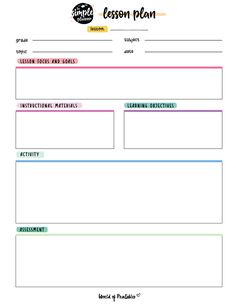 Lesson Plan, Teacher Worksheets Lesson Plans, Free Weekly Planner Templates