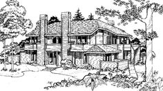 this is an artist's rendering of the front elevation of these houseplans