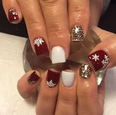 White | Cuticle Snowflakes Nail Decal Holiday Acrylic Nails, Pretty Fingers, Unghie Nail Art, Fun Nail Colors, Christmas Nail Art Designs, Snowflake Nails, Christmas Nails Acrylic, Finger Nails, Nails And Toes