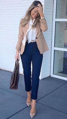 Classy Business Outfits, Professional Work Outfit, Business Attire Women, Tan Blazer