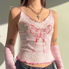 Cocktails Party, Early 2000s Fashion, Dresses Bodycon, Womens Camisoles, Pink Crop Top, Cropped Tops, Jewellery Accessories, Cami Crop Top, Pink Summer