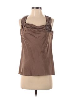 Ann Taylor Factory Sleeveless Blouse Size: X-Small Tops - used. No Fabric Content | Ann Taylor Factory Sleeveless Blouse: Brown Tops - Size X-Small Petite Spring Silk Sleeveless Tank Top, Silk Sleeveless Tank Top For Spring, Spring Silk Sleeveless Vest, Sleeveless Silk Summer Vest, Silk Sleeveless Summer Vest, Silk Sleeveless Top, Brown Tops, Brown Top, Small Tops