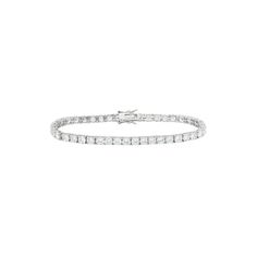 Simply stunning, this cubic zirconia sterling silver tennis bracelet adds a timeless touch to your ensemble.BRACELET DETAILSLength: 7.25 in.Clasp: boxMetal: rhodium-plated sterling silverCUBIC ZIRCONIA DETAILSShape: roundSetting: prong Size: 7.25". Color: White. Gender: female. Age Group: adult. Classic Sterling Silver Bracelet With Sparkling Stones, Classic Sterling Silver Tennis Bracelet With Sparkling Stones, Classic White Diamond Bracelet With Sparkling Stones, Channel Set Cubic Zirconia Tennis Bracelet, Cubic Zirconia Channel Set Tennis Bracelet, White Cubic Zirconia Tennis Bracelet With Sparkling Stones, Classic Diamond Bracelet With Cubic Zirconia, Classic White Cubic Zirconia Diamond Bracelet, Classic White Bracelet With Sparkling Stones