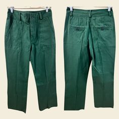 This Pant Is From The Summer 2022 Launch Collection Of Laurence Bras. It Is Made From A Structured, 100% Cotton Twill Fabric. The Front Patch Pockets Give The Design A Workwear/Carpenter Vibe. Front And Back Leg Has A Pintuck Detail. This Pant Is Nwot. Size 38 French Us Size 8 100% Cotton Green Wide Leg Work Pants With Patch Pockets, Green Cotton Work Pants With Belt Loops, Retro Workwear Bottoms With Patch Pockets, Green Wide-leg Pants With Patch Pockets, Green Wide Leg Work Pants With Hip Pockets, Green Wide Leg Pants With Patch Pockets, Fitted Wide Leg Pants With Patch Pockets, Green Cotton Wide-leg Work Pants, Fitted High-waist Bottoms With Patch Pockets