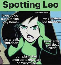 an image of a cartoon character with caption that reads, spotting leo loves to go but also stay home