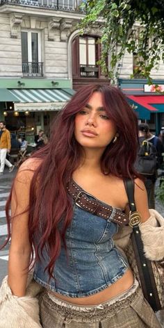 Hair Colors That Bring Out Brown Eyes, What Color Brown Should I Dye My Hair, Fall Hair Colors Tan Skin, Debby Ryan Red Hair, Red Hair In Black Hair, Partial Highlights Red Hair, Burgundy Hair Olive Skin Tone, Dark Maroon Hair Burgundy Brunettes, Copper Hair With Platinum Highlights