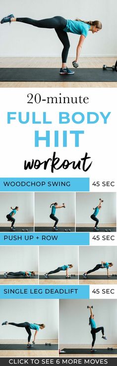 the full body hiit workout for beginners is shown in this image with instructions to do