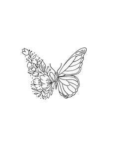 a black and white drawing of a butterfly