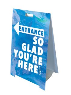 Gospel Impressions Design Fold-A-Frame™ Sign in Blue Church Foyer Decor, Church Signage, Church Lobby Design, Church Foyer, A Frame Sign, Church Lobby, Church Building Design, A Frame Signs, Frame Sign