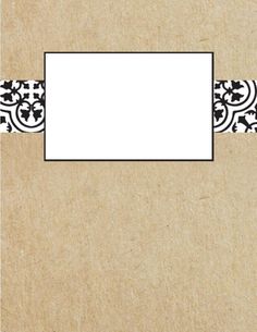 an old photo frame with black and white designs on it's edges, in front of a brown paper background