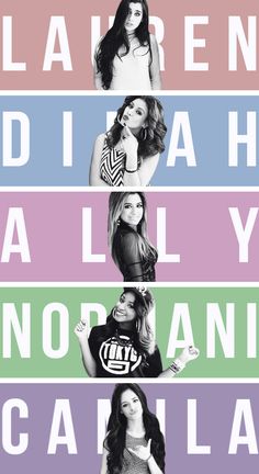 an advertisement with the names of women in different colors and font, including one that says lauren diah ally no aria calla