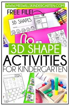 Looking for some engaging ways to teach your kindergarten students about 3d shapes? These hands-on 3d shapes activities for kindergarten are sure to engage students with activities like shape building, shape sorting and shape drawing! 3d Shape Activities, 3d Shapes Activities, Miss Kindergarten, Teaching Posters