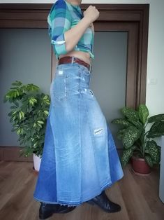 Jeans Boho Skirt, Distressed High Waist Denim, Streetwear, Vintage Denim, Festival Skirt, Bohemian Skirt,hippie Blue Jeans,upcycled Clothing - Etsy Bulgaria Casual Patchwork Flared Skirt Bottoms, Casual Patchwork Flared Skirt, High-waist Denim Blue Patchwork Skirt, High Waist Medium Wash Patchwork Skirt, High Waist Medium Wash Skirt With Patchwork, High-waisted Denim Patchwork Skirt, High Waist Patchwork Blue Skirt, High Waist Blue Patchwork Skirt, Fitted Medium Wash Patchwork Skirt