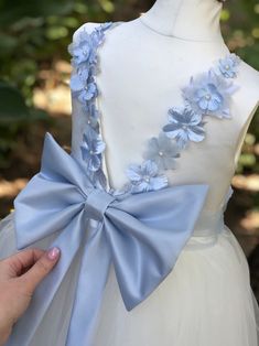 Flower Girl Dress V-neckline Back Bow Dusty Blue Flower Girl | Etsy Dusty Blue Flower Girl Dress, Dusty Blue Flower Girl, Blue Flower Girl Dress, Blue Flower Girl, Ivory Flower Girl Dress, Blush Flower Girl Dresses, Lavender Wedding Flowers, Dusty Pink Dresses