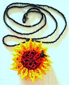 This authentic necklace is the perfect option to add colour, style and beauty to any outfit. This Sunflower necklace is completely handmade. Sunflower And Ladybug, Ladybug Pattern, Sunflower Necklace, Bead Jewelry, Color Style, Pendant Necklaces, Croatia, Beaded Jewelry, Sunflower