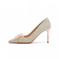 LBSFY - Size 32-43 Crystal Flower Wedding Shoes Bride High Heels Stiletto Women Dress Shoes Closed Toe Wedding Shoes With 4-inch Heel For Banquet, Fitted High Heel Heels For Banquet, Banquet Fitted High Heels, Elegant Summer Heels For Banquets, Elegant Summer Banquet Heels, Chic High Heel Heels For Banquet, Chic High Heel Shoes For Banquet, Chic High Heels For Banquet, Beige Closed Toe Kitten Heels For Parties