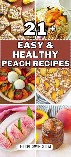 healthy peaches and desserts with text overlay