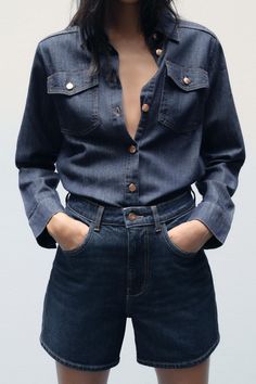 Z1975 SOFT DENIM SHIRT - Blue | ZARA United States Waistcoat Dress, Trench Jacket, Cardigan Sweater Dress, Shirt Blouses Tops, Blazer Vest, T Shirt Vest, Hoodie Top, Collar Shirts, Denim Shirt