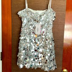 See Pictures Hoco Inspo, Silver Mini Dress, Embellished Mini Dress, Sparkle Dress, Fancy Dresses, See Pictures, See Picture, Strapless Dress, Size 12