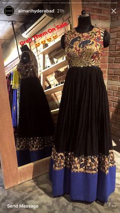 Designer Frocks, Kalamkari Dresses, Simple Gowns, Long Gown Dress, Indian Gowns Dresses, Kurta Designs Women