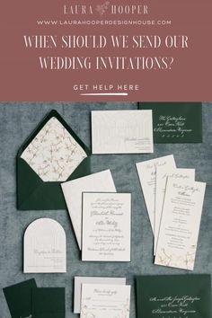 wedding stationery with the words when should we send our wedding invitations? get help here